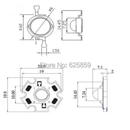 10 шт. красный 3 Вт 640nm высокой мощности Светодиодный на Звезда PCB для растениеводства