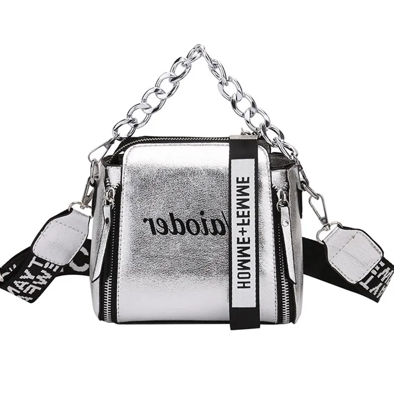 

PU Leather Laser Women Bags Fashion Luxury Shoulder Handbags Chains Crossbody Bag Women Letter Mini Flap Purse bolsa feminina
