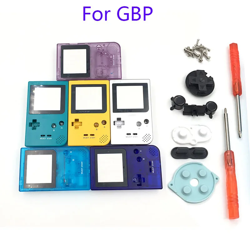 Полный Чехол, корпус, Замена корпуса для игровой консоли Gameboy Pocket для GBP, серый чехол с кнопками, комплект