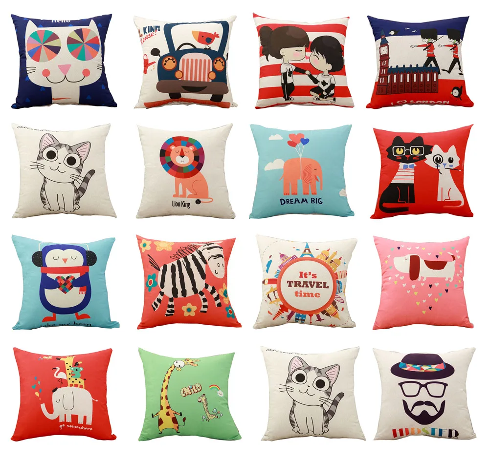 Pas Cher Prix Mignon Dessin Anime Animaux Imprime Housse De Coussin Jeter Taie D Oreiller Voiture Canape Oreiller Couverture En Plein Air Chaise Taille Coussins Cas Aliexpress