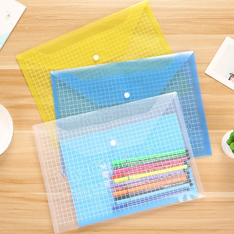 

A4 Kawaii Waterproof Thin Document Folder Case Student School Office Stationery Transparent Business File Folder Organizer Bag