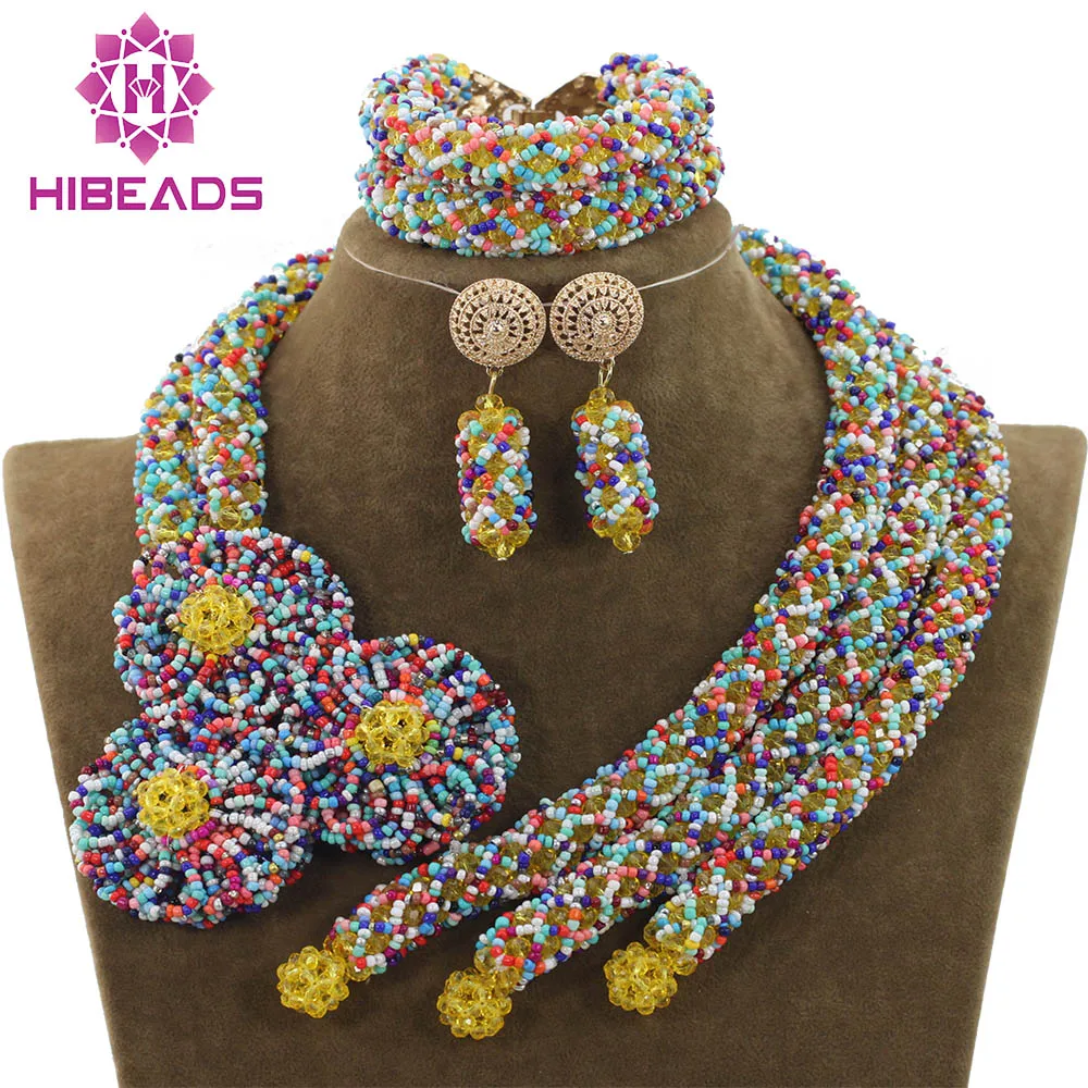 Handmade Chunky Crystal Exclusive Multicolor Necklace Bracelet Earrings Indian Wedding Floral Jewelry Free ShipABH144 Handmade Chunky Crystal Exclusive Multicolor Necklace Bracelet Earrings Indian Wedding Floral Jewelry Free ShipABH144