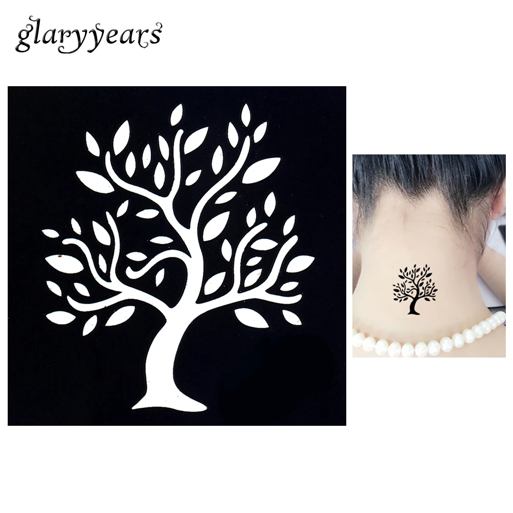 

1pc Temporary Airbrush Henna Stencil for Women Body Painting Waterproof Life of Tree Pattern Tattoo Stencil Leg Arm Art Tool G72