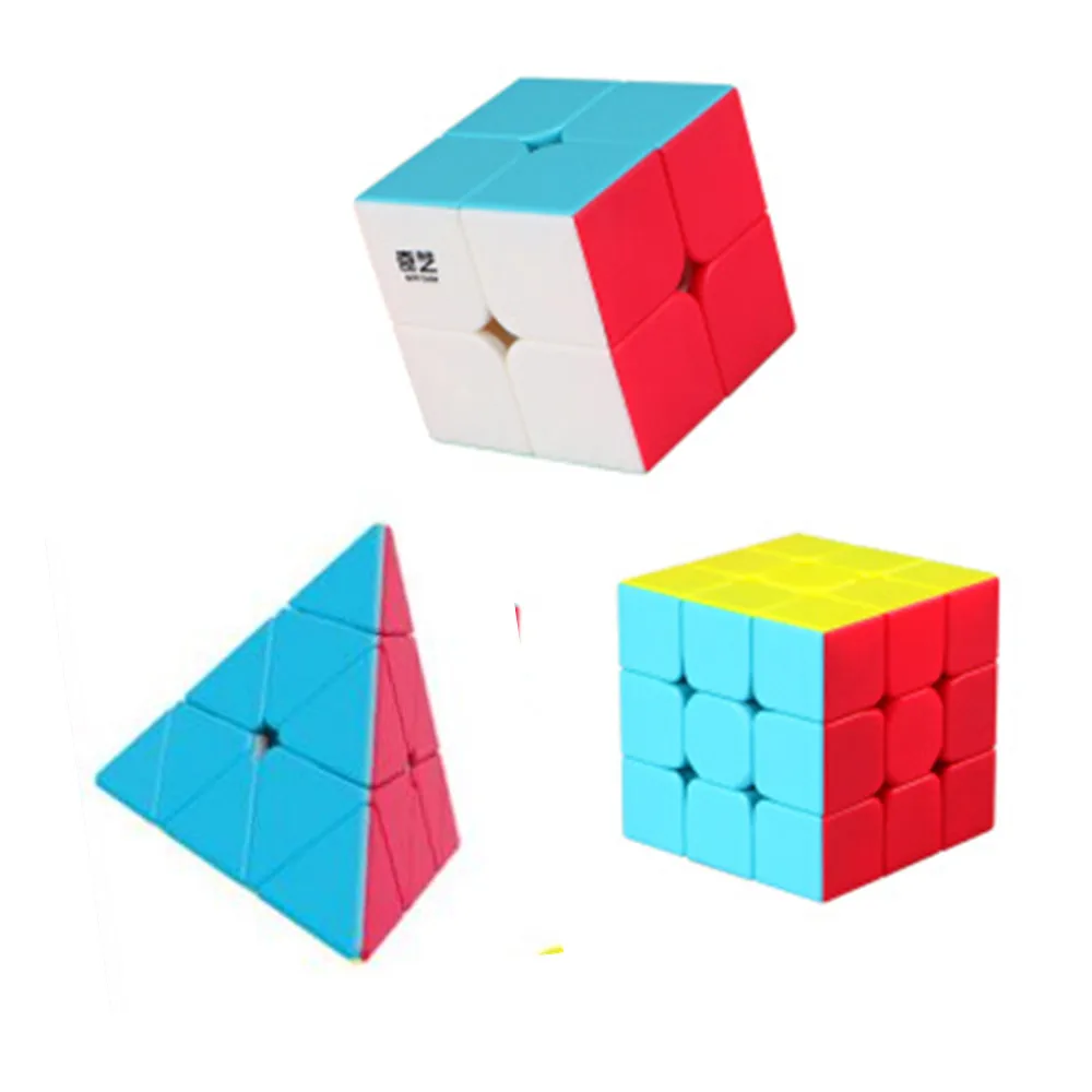 Qiyi Speed Cube Set stickerless 2x2 Warrior W 3x3 Pyramide Magic Cube Puzzle Toys 
