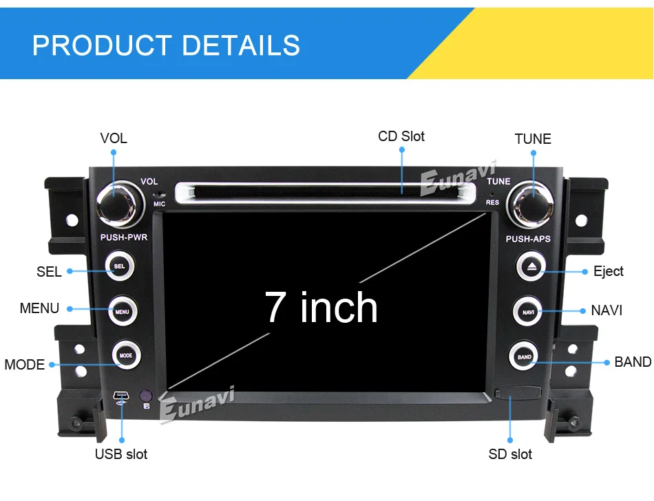 Best Eunavi 2 Din 7 inch tda7851 Android 8.1 Car Dvd Player For Suzuki Grand Vitara Radio Stereo GPS in dash car pc 1024*600 HD wifi 26