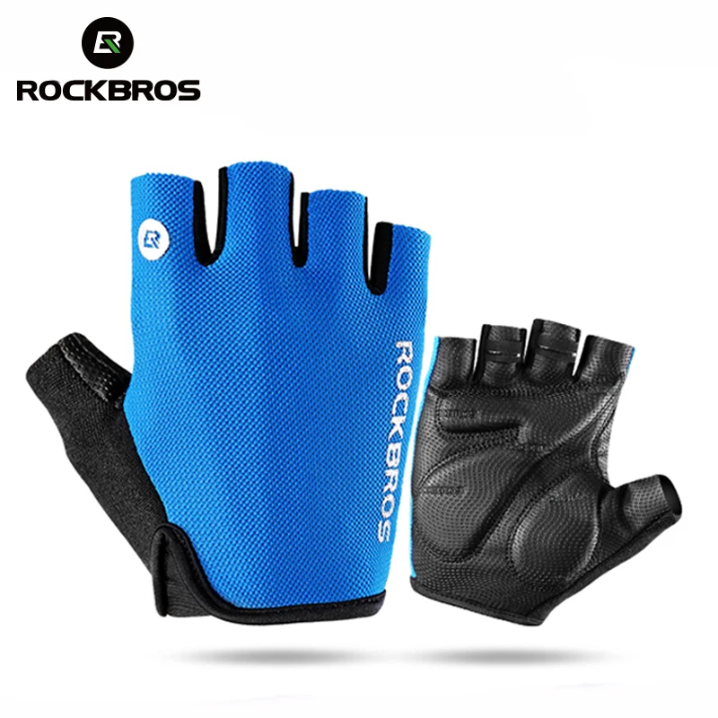 Rockbros دراجة دراجة قفازات نصف fingger صدمات تنفس الرجال النساء الصيف الملابس الرياضية الدراجات الجبلية mtb