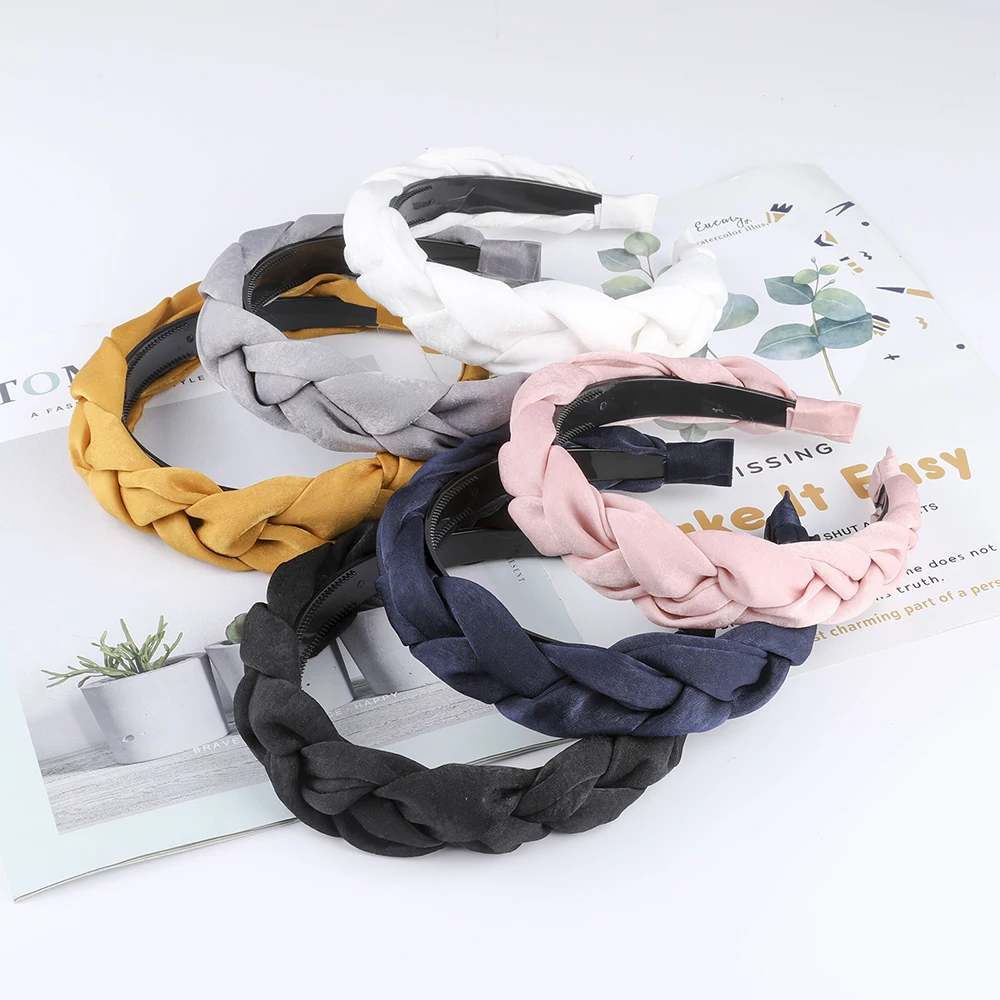 

AWAYTR Solid Weave Headband for Women Hairbands Hair Hoop Bohemian Satin Fixed Hair Accessories Fashion Hair Band Headwear