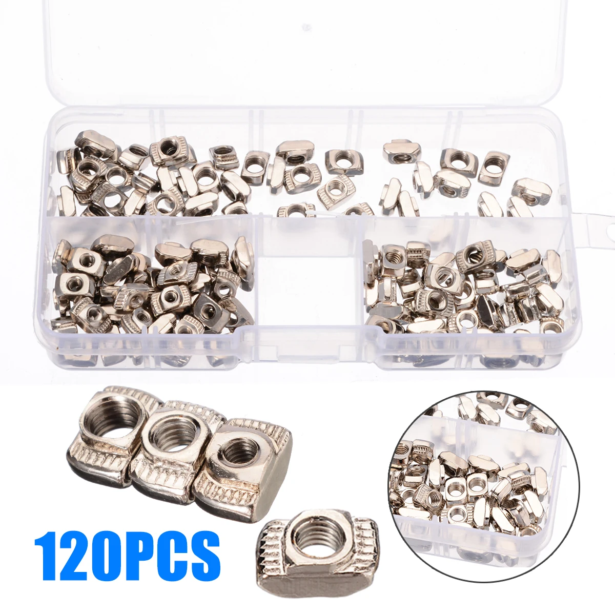 

120pcs T-Nuts M3 M4 M5 T Slot Nuts Hammer Head Fastener Nut for 2020 Series Aluminum Profile CNC Routers Laser Cutters