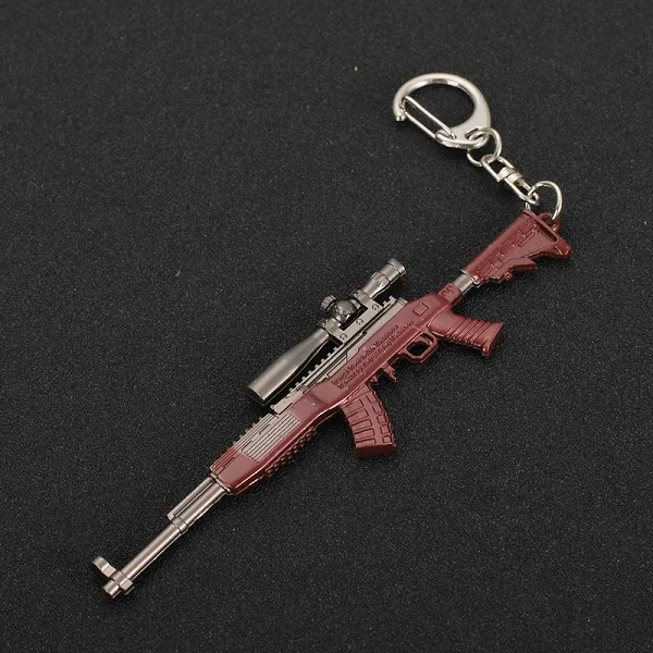 

2019 12cm Keychain Weapon Model Pendant Jedi Survival Gun Eat Chicken Game 4pc MK14 Sniper RifleKeyChain Eat Chicken Game Gifts