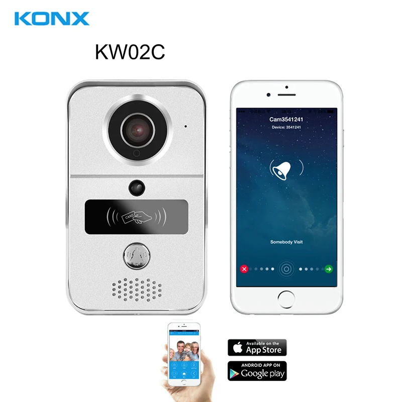 KONX KW02C Wi Fi Домофон Системы Smart Видео звонок дверной телефон с электронным замком и