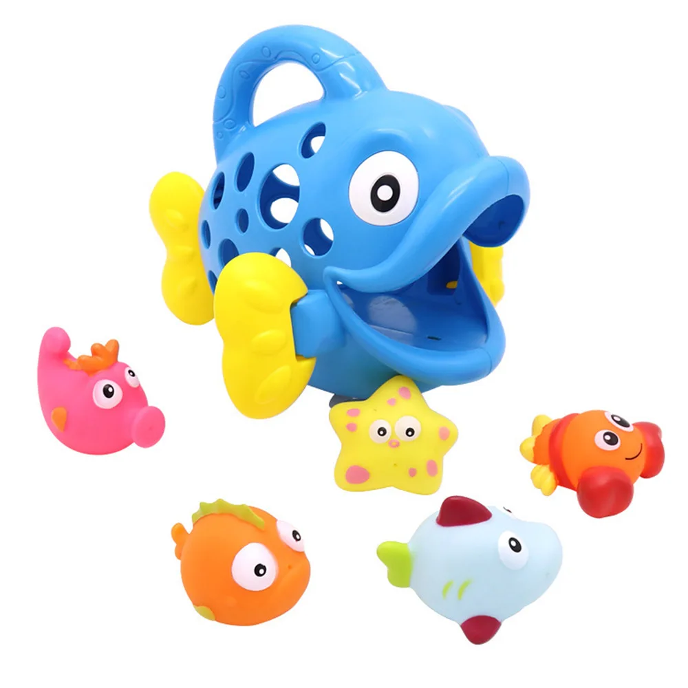 Детские Ванная комната Душ игры статьи 6 шт пляжные игрушки рыбка с пузырьками модель распыления воды душ игры игрушечные лошадки