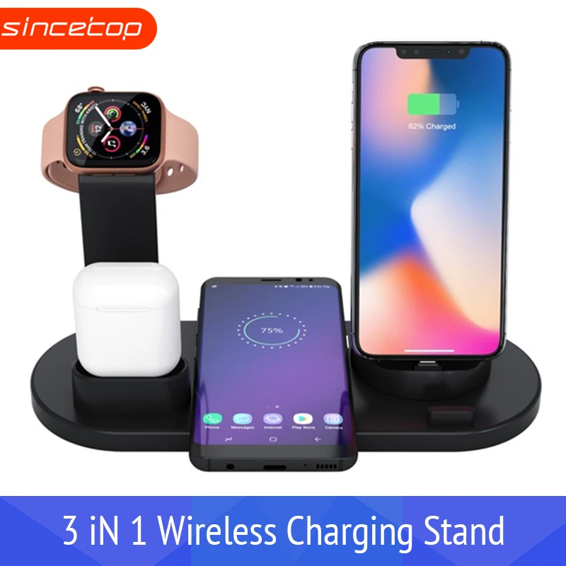 

Rotary Wireless 3 in 1 Charging Stand Dock Holder for iPhone Airpods Apple Watch Charger base for iPhone Type-C Mi Oppo huawei