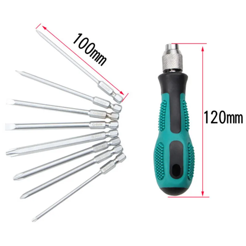 9pcs/set Slotted Screwdrivers Bits Precision Screwdriver Set Multi-Bit Tools  With Magnetic Self-locking Metric Hand Tool Set