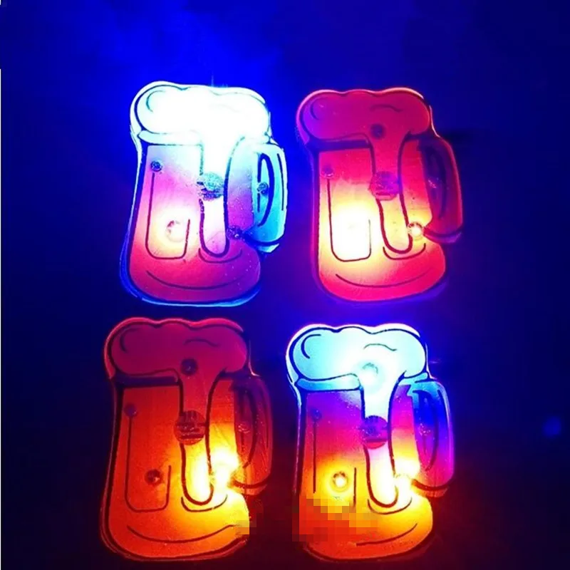 

Beer Glass LED Light Up Blinking Brooch Pin Flashing Badge Lighted Toy Jewelry Gift Bar Glow Party Christmas decorations