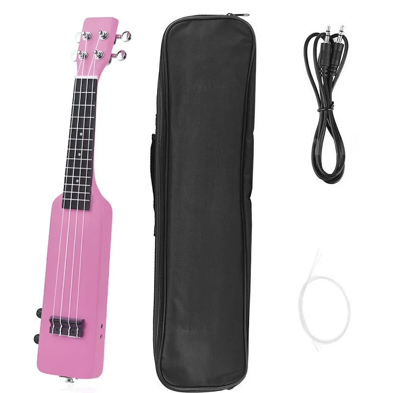 Naomi Pink/Yellow Electric Ukulele 21" soprano Solidwood Okoume
