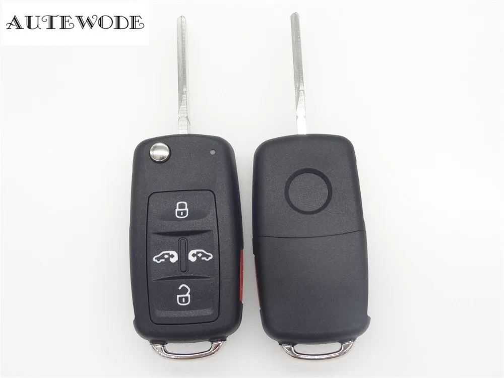 

AUTEWODE Remote Car key shell case fits For VW Remote Folding Key Shell 4 5 buttons Fob accessories 1pc