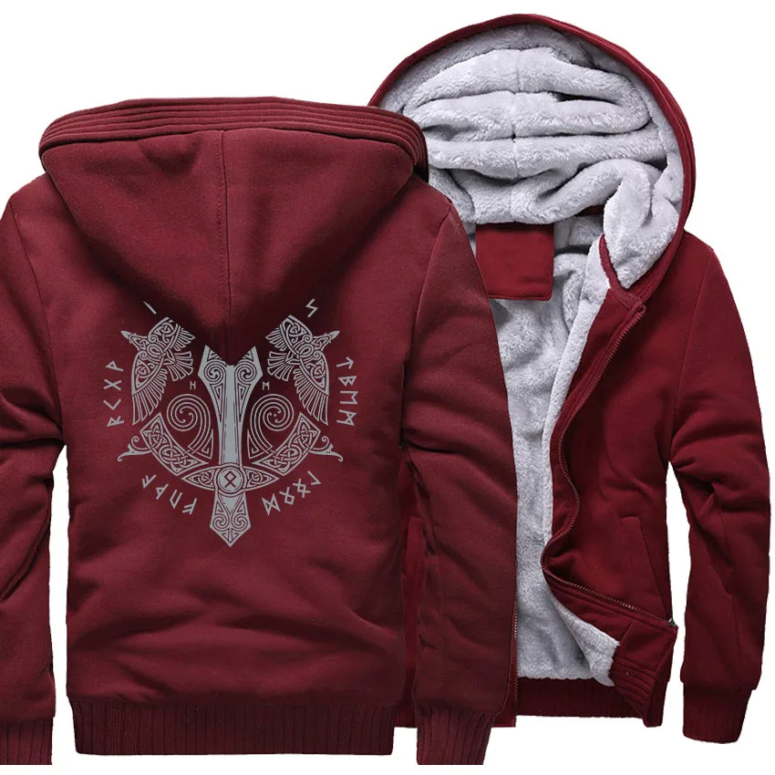 

VIKINGS Sweatshirt For Men 2018 Autumn Winter Thick Zipper Hoodies Hipster Harajuku Men's Jacket Hooded Sweatshirts Coats Hoody
