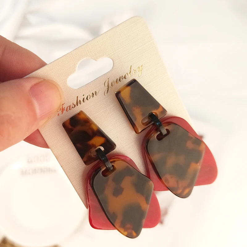 Vintage Long Acrylic Acetic Resin Earrings for Women 2019 Big Geometric Dangle Drop Earings for Girls Fashion Jewelry New Brincos (6)