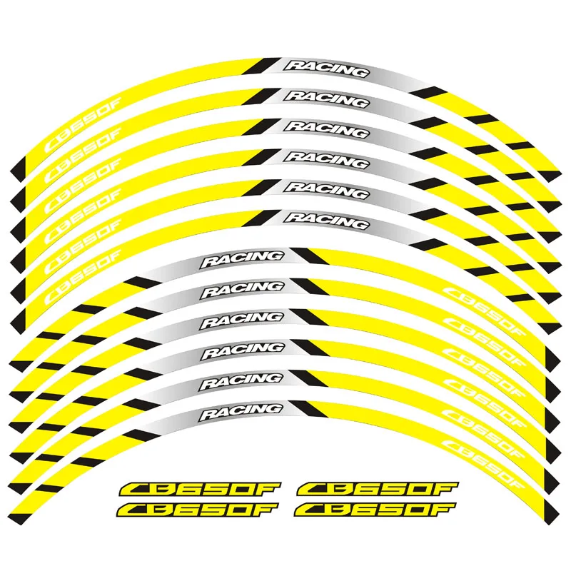 Мотоциклетные передние и задние колеса край внешний обод наклейки светоотражающие полосы колесные наклейки для Honda CB650F - Цвет: A yellow