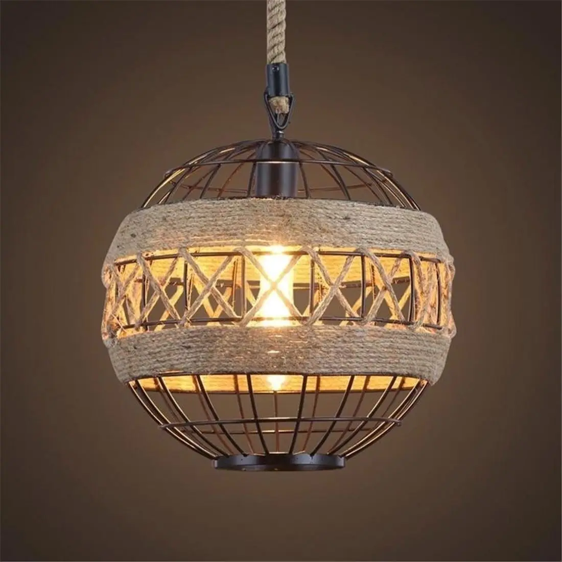 

E27 Led light retro rope industrial wind chandelier for Internet cafe restaurant cafe bar ball personalized lamp