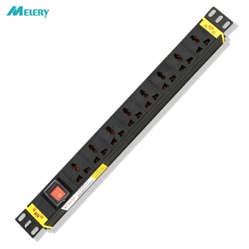 

1U PDU Power Strip Network Cabinet Rack Plug Socket 16A Aluminum Alloy 8 Way Universal Outlets with Switch 5m Extension Cord