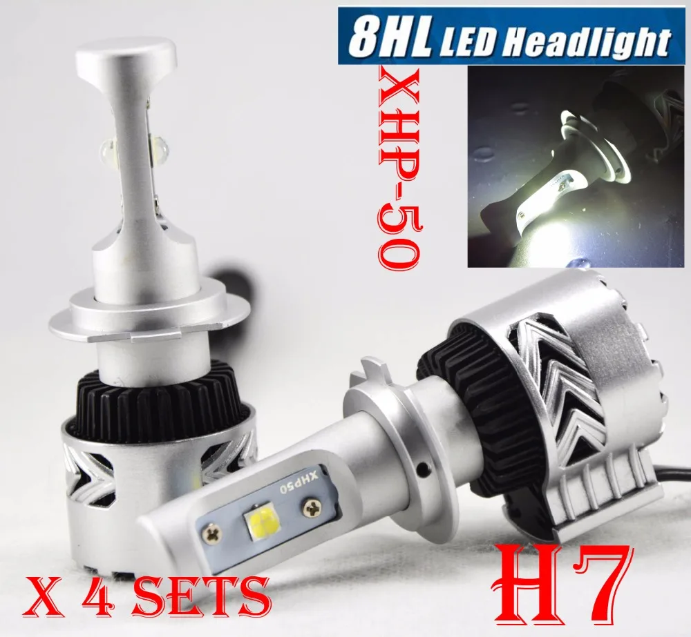 DHL 4 комплекта H7 80W 12000LM G8 комплект светодиодных фар XHP-50 4LED SMD чип супер яркий 6K