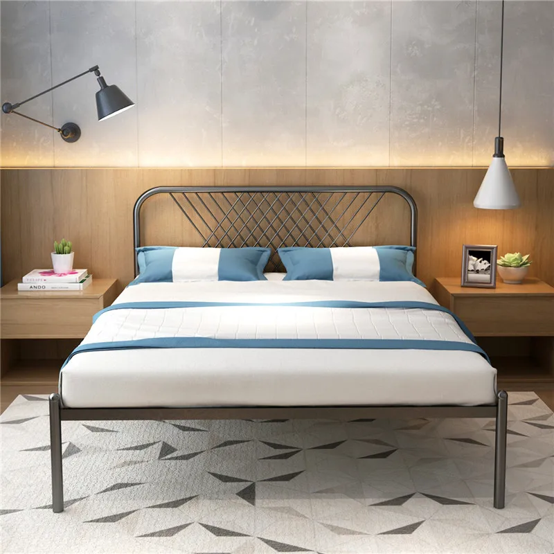 Modern contracted iron frame bed double bed 1.8 meters adult iron bed 1.5 meters single princess bed iron art bed child bed Modern contracted iron frame bed double bed 1.8 meters adult iron bed 1.5 meters single princess bed iron art bed child bed