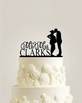 

Family Cake Topper for Wedding, Mr and Mrs Custom Personalized Cake Topper Pregnant Woman Cake Topper