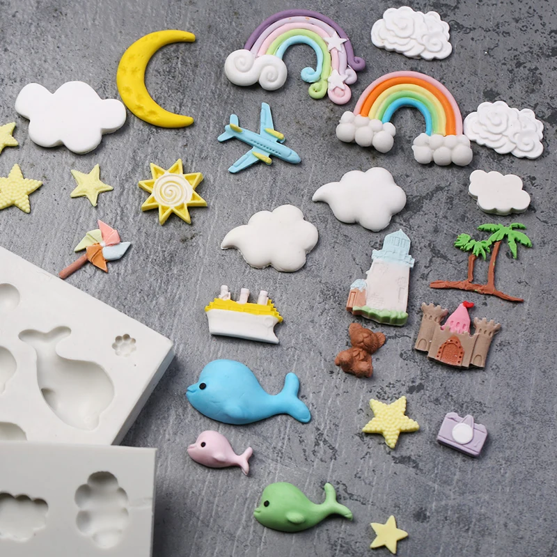 rainbow shaped mini fondant molds cake decoration molds clouds