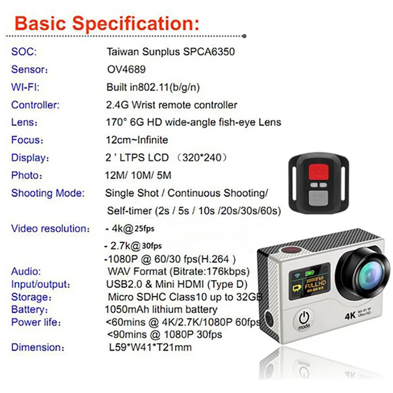  H3 4K 25FPS ultra plus Cam WIFI Upgrade Action cam H8se two double dual screen h3r go Sport sj pro 