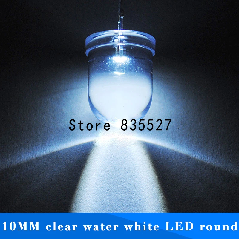 250 шт./лот F10 круглые прозрачные 10 мм белый светодиодный супер яркий свет лампы бусины светодиод диоды для подавления переходных скачков напряжения Дип на самодельные светильники головка