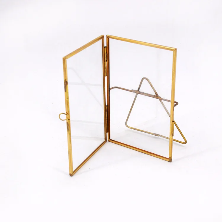 New three-dimensional metal glass photo frame set table creative desktop metal geometric picture frame glass frame10.5*15.5cm
