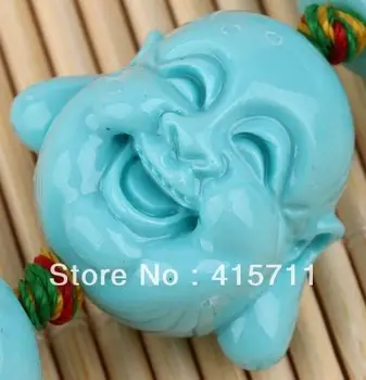 

YH-B15 50pcs/lot 16mm Aqua Blue Resin Happy Buddha Beads Laughing Buddha Head Bead