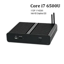 2017 Новейший мини-пк windows 10 intel dual lan Безвентиляторный мини-ПК 6-го Поколения CPU i7 6500u Настольный Компьютер 1 * DP 1 * HDMI