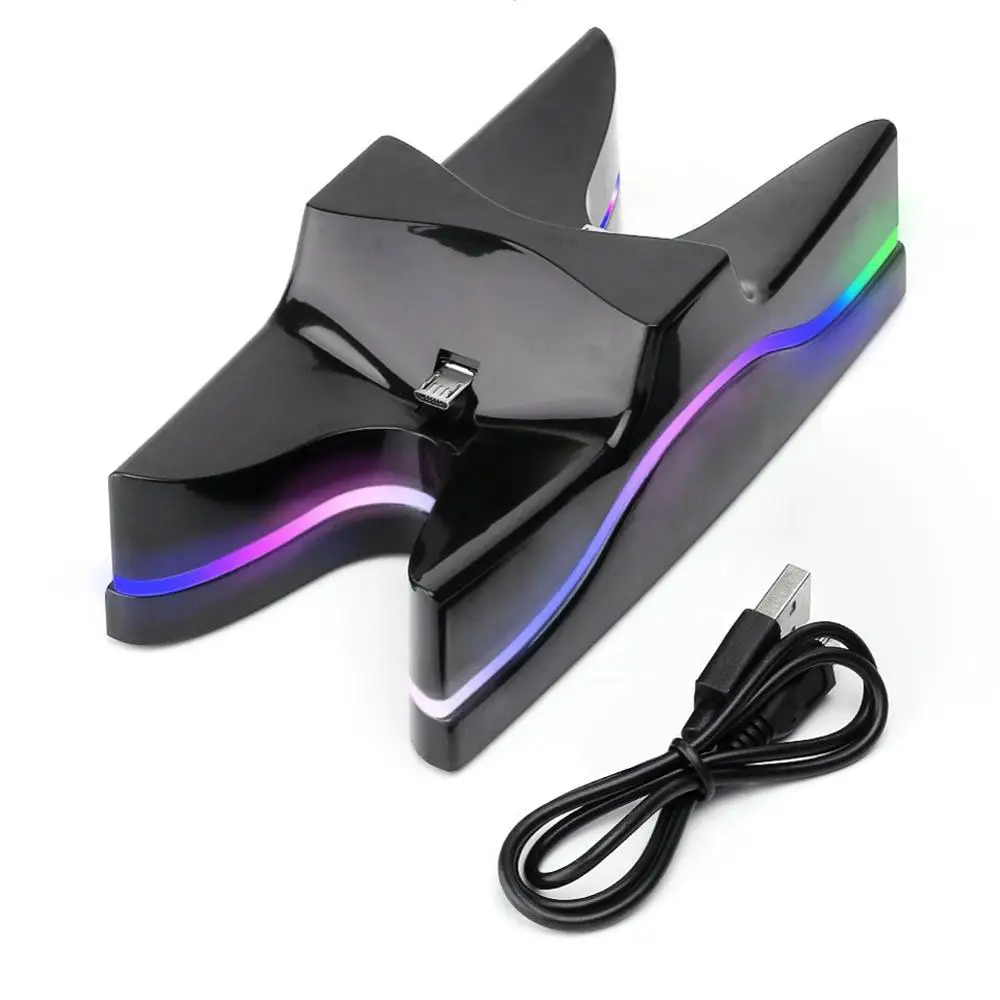

For PS4 Controller Colorful LED Charger Stand DC 5V Dual Controllers Charger Stand Fast Charging Dock Station for PS4 Controller