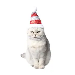 Собака Кошка рождественские украшения плюшевый мяч шапка Санта Клауса фестиваль аксессуары для кошек маленьких собак рождественский