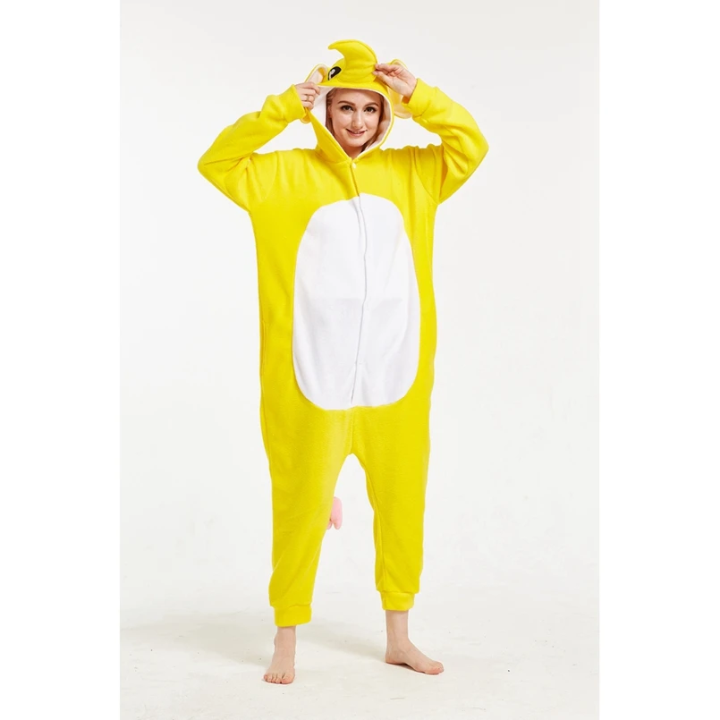 Желтый слон животного Косплэй костюм Onesie Толстовка для взрослых Для женщин Для мужчин Хэллоуин для отдыха и вечеринок флис полной длины