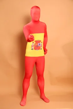 

(PHC086) Full Body Unisex Pattern Red Yellow White Lycra Zentai Suit