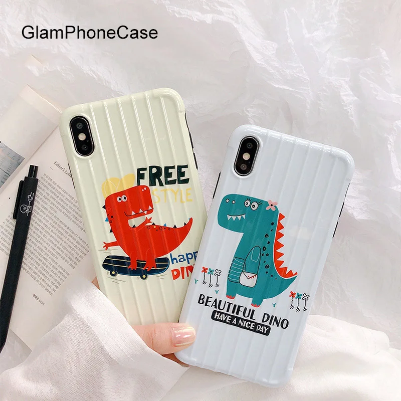 

GlamPhoneCase Cute Dinosa Phone Case For iPhone X XS Max XR Soft Silicone Cover For iPhone 7 8 6 6s Plus Case