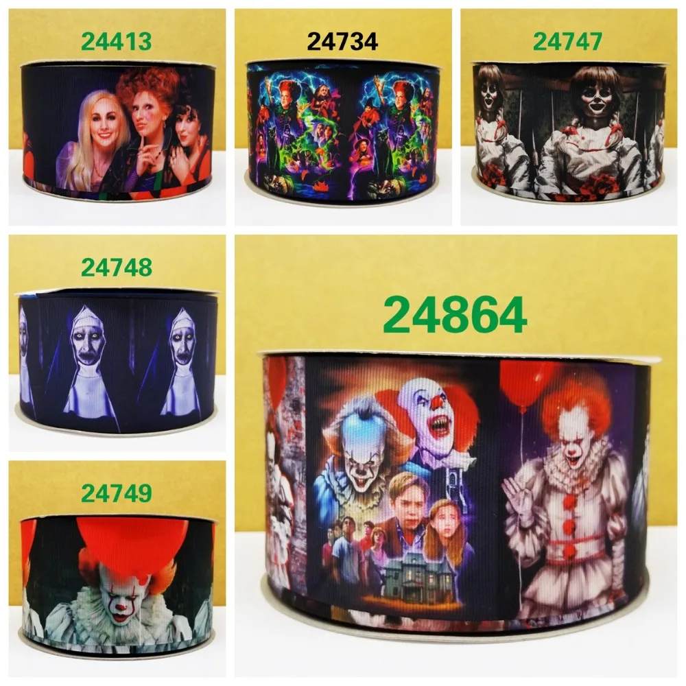 

Free shipping 50 yard per size halloween ribbon printed grosgrain ribbon 24864