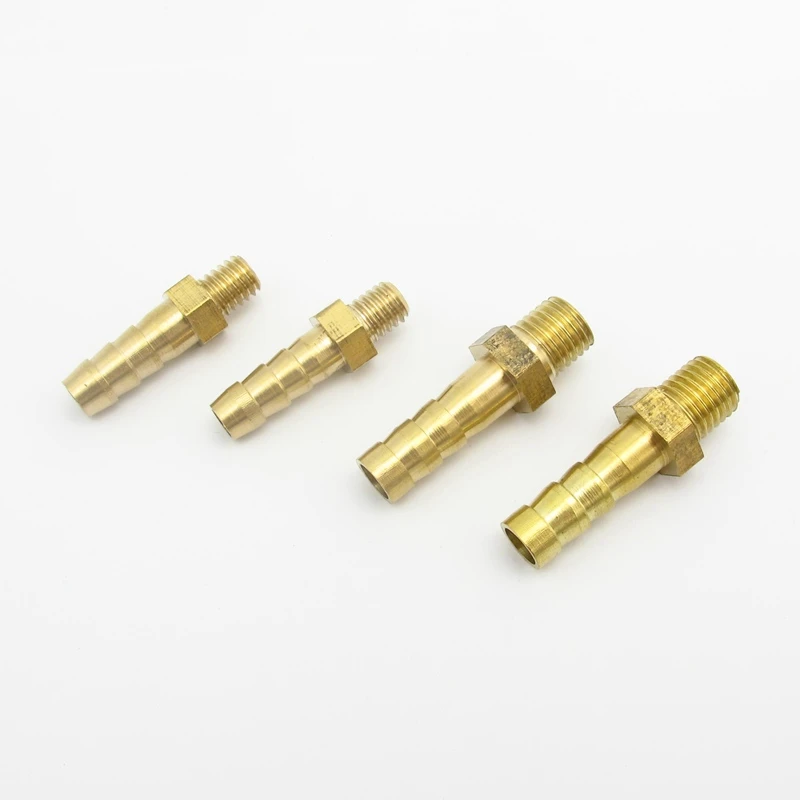 Xucus 3mm 4mm 6mm 8mm 10mm 12mm Hose Barb Brass Barbed Pipe Fitting Coupler Connector Color: 5pcs 8mm 
