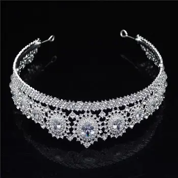 

Baroque Rhinestone Tiara Bride Headband Crystal Zircon Wedding Crown for Women Hair Jewelry Accessories Pageant Headpiece