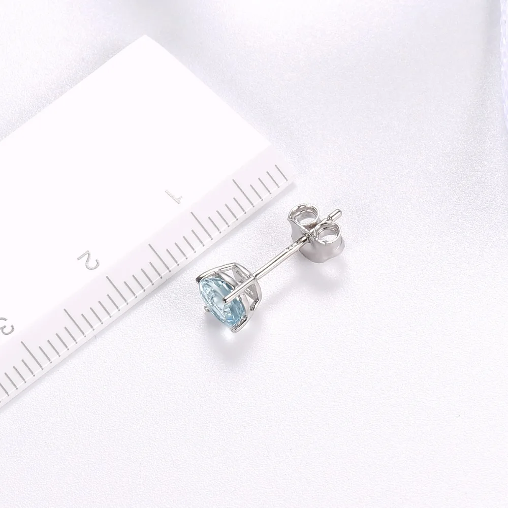 Серьги гвоздики HUTANG из серебра 925 пробы с натуральным аквамарином карата 6 мм|stud