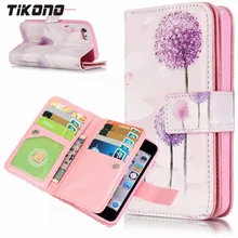 Case для iPhone 5 5C 5S SE 6 6 S Плюс 7 Плюс многофункциональный Стенд Печатных Бумажник Кожи Сальто 9 Слота Телефон Кошелек Сумка