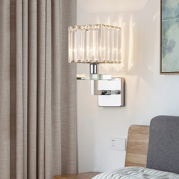 

Modern Chrome Metal Led Wall Lamp Living Room Crystal Led Wall Lights Fixtures Bedroom Led Wall Light Corridor Wall Sconce
