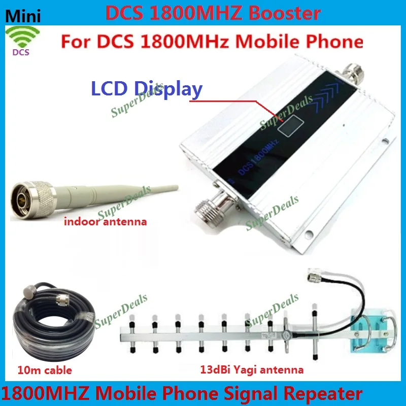 

LCD Display !!! Mini 4G DCS Mobile Phone Signal Booster , GSM DCS 1800MHz Cellular Signal Repeater Amplifier + Yagi Antenna