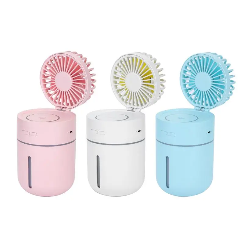 

2000mA Battery Fan with Air Humidifier 400ML USB Aroma Essential Oil Diffuser 7 Color Night Light Portable Table Fans