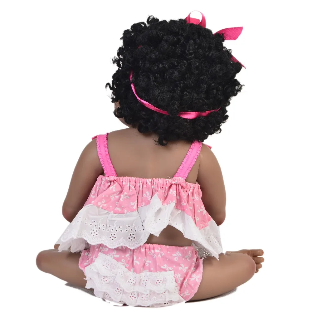 22 &quotBebe boneca reborn Lifelike baby dolls полностью виниловые силиконовые куклы из черной кожи