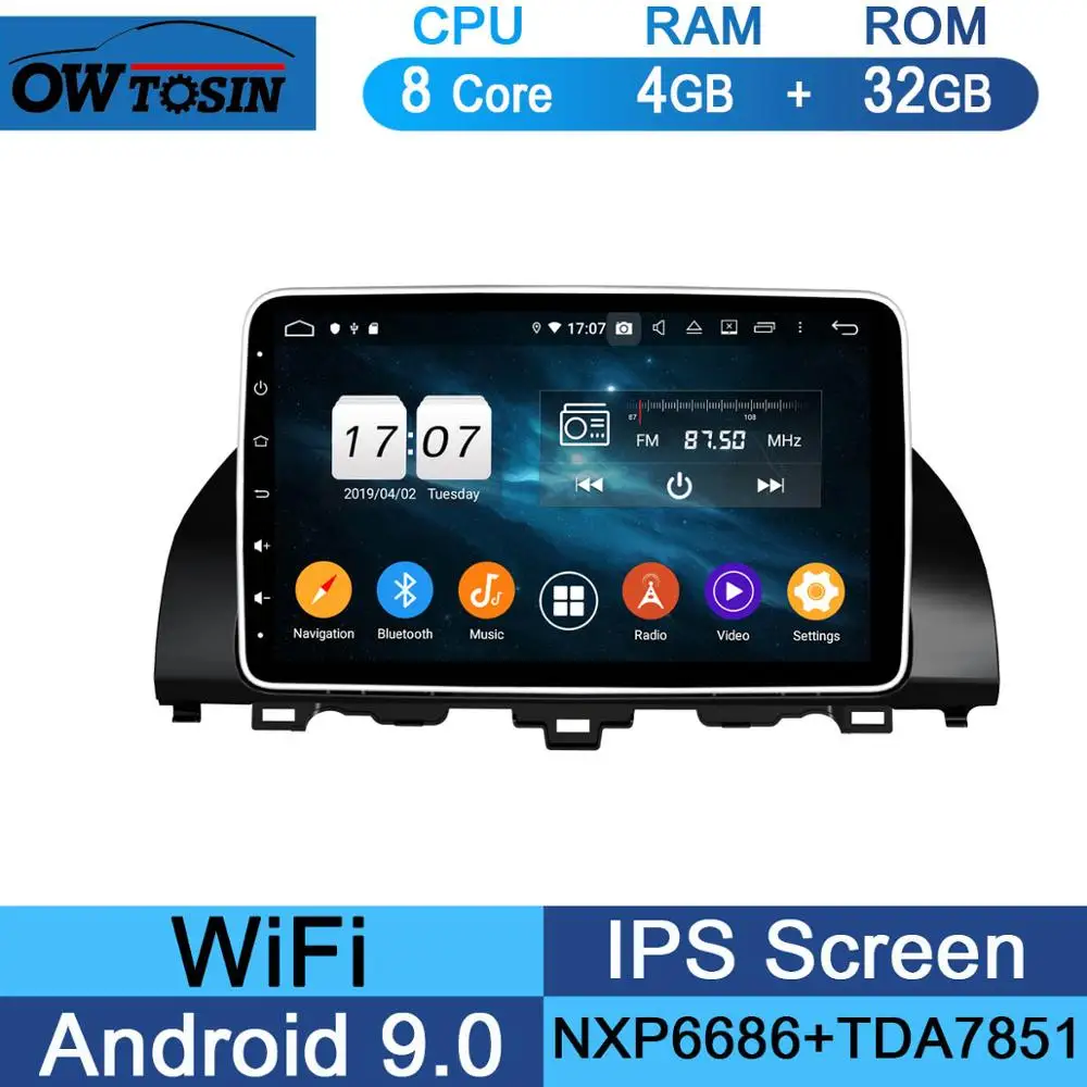 10," ips Android 9,0 8 ядерный 4 Гб ram+ 64 ГБ rom Автомобильный DVD радио плеер gps для Honda ACCORD 10 DSP CarPlay Parrot BT Adas стерео - Цвет: 32G