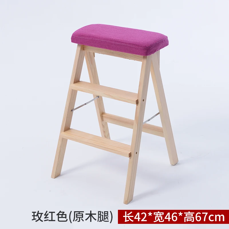 15% твердый деревянный стул, трехступенчатая складная лестница для дома, Многофункциональная лестница, стул для кухни, двойное использование, поднимающаяся лестница - Цвет: Color 3